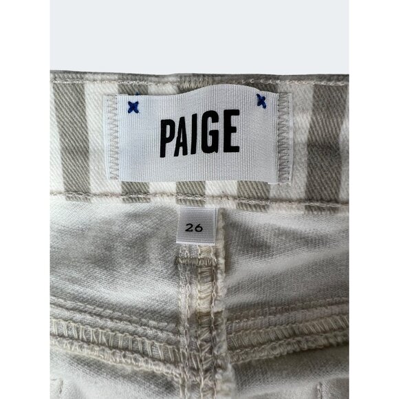Paige Verdugo Ankle Skinny Jeans Womens Gray/White Striped Stretch Size 26 - Picture 11 of 16